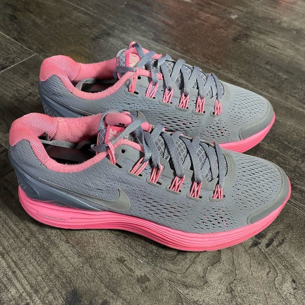 Nike Girls Lunarglide 4 525371-006 Gray Running Shoes Sneakers Size 5y or 6.5w